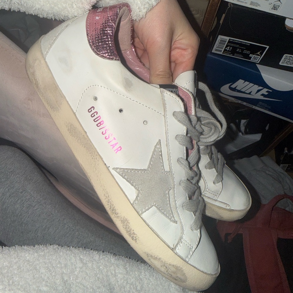 Golden Goose Women's White, Metallic glitter Pink & Grey Superstar Sneakers! 🩷🤍🩶